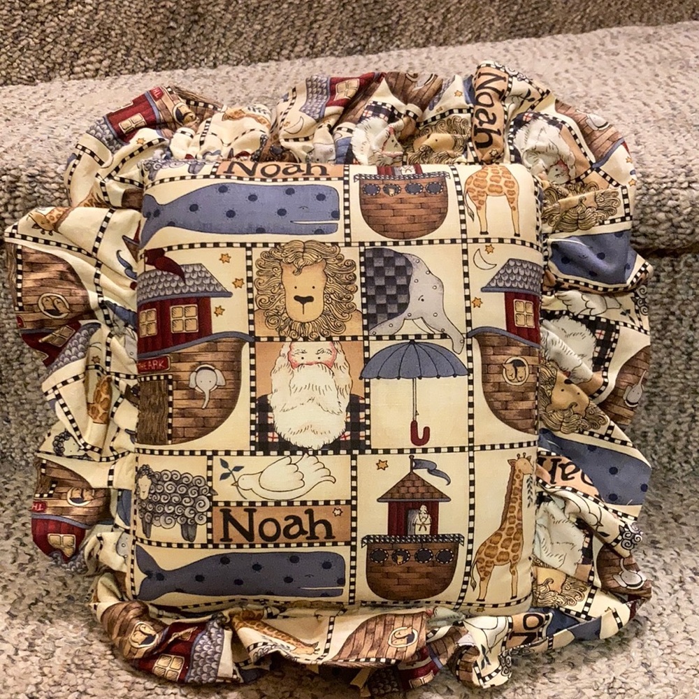 Handmade Noah’s Ark decorative pillow